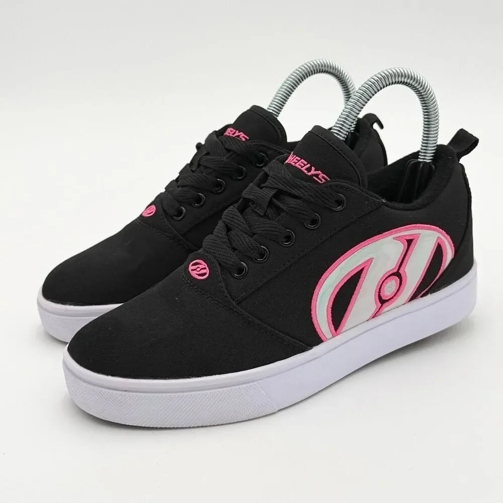 Heelys Pro 20 LG Roller Skate Shoes Pink Black Canvas Lace Up - US Kids 6Y / EU